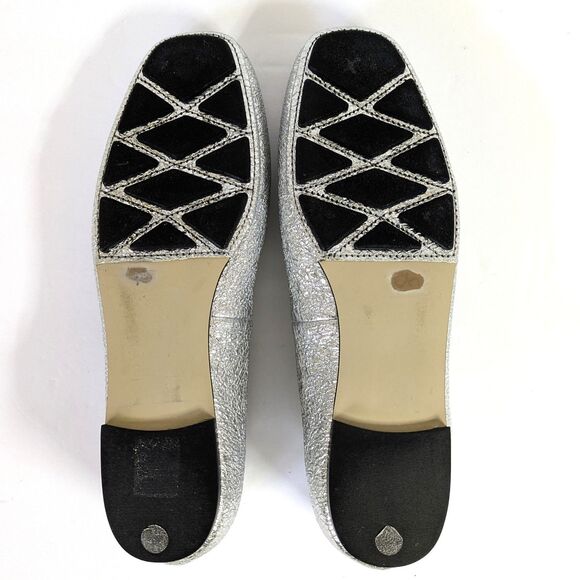 Tory Burch Laila 2 Driver Size 7M Ballet Flats Crinkle Metallic Silver Sparkle - Picture 11 of 14